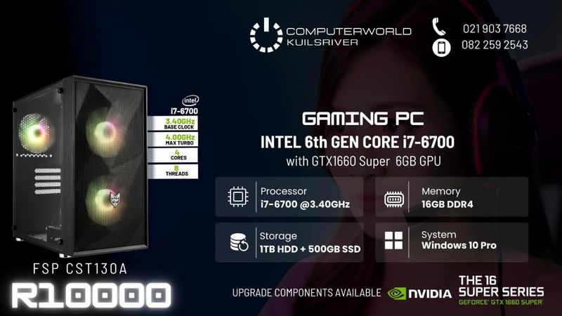 i7 GAMING PC/ 16GIG RAM/ 512GIG SSD/ GTX1660 SUPER GPU FOR R10000