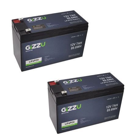 Gizzu - 12V 7Ah Lithium-Ion Battery (Black) - Pack of 2