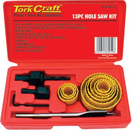 Tork Craft Holesaw Set 13Pce In Case Carbon Steel