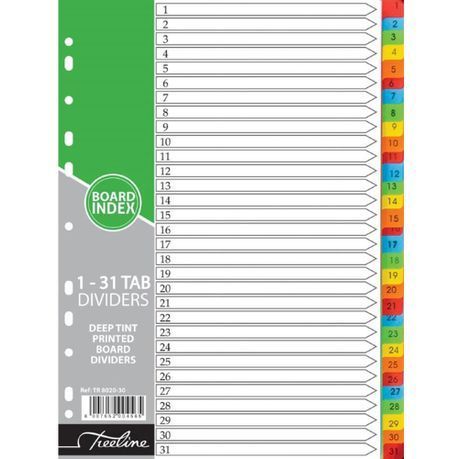 Treeline - 1 - 31 Deep Tint Assorted Board Divider Printed - Pack of 10