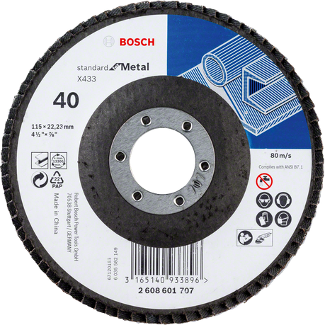 Bosch - Flap disc Standard for Metal 115 mm 22,23 mm 40 straight