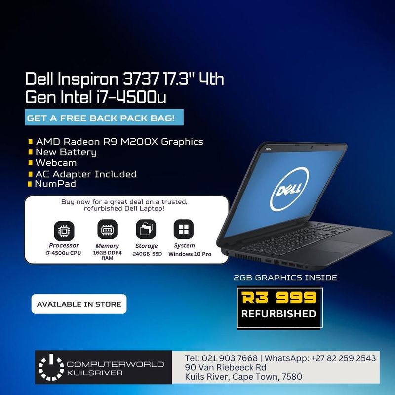 i7 DELL INSPIRON 3737 17.3” LAPTOPS FOR R3999