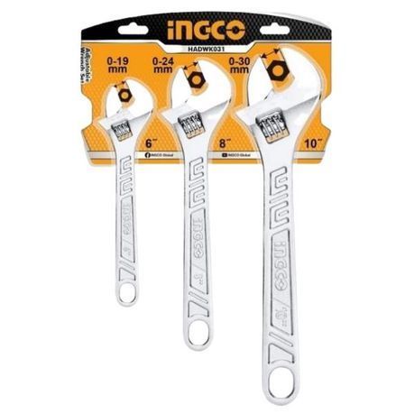 Ingco - Adjustable Wrench Set - 3 Piece
