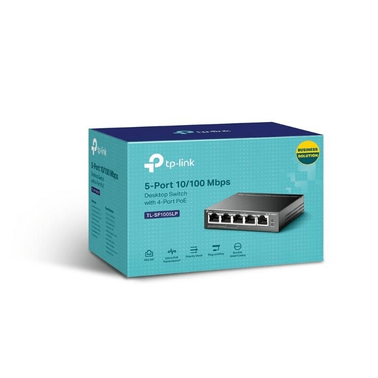 TP-Link TL-SF1005LP 5-Port 10/100Mbps Unmanaged Desktop PoE Switch with 4-port - Brand New