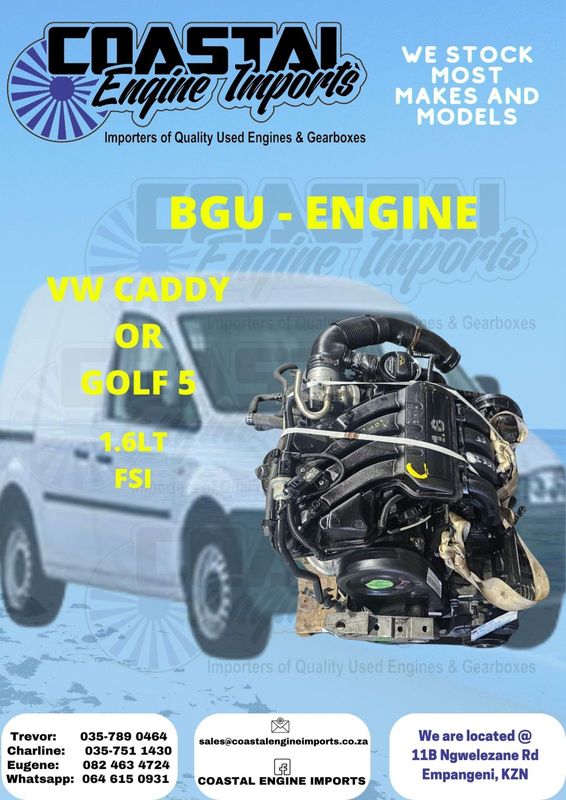 VW CADDY / GOLF 5 / BGU 1.6LT FSI ENGINE COMPLETE