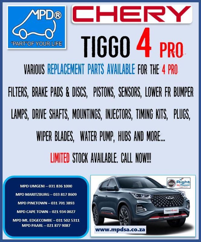 Chery TIGGO 4 Pro -  Service parts and much more now availible - Do not hesitate call now!!!