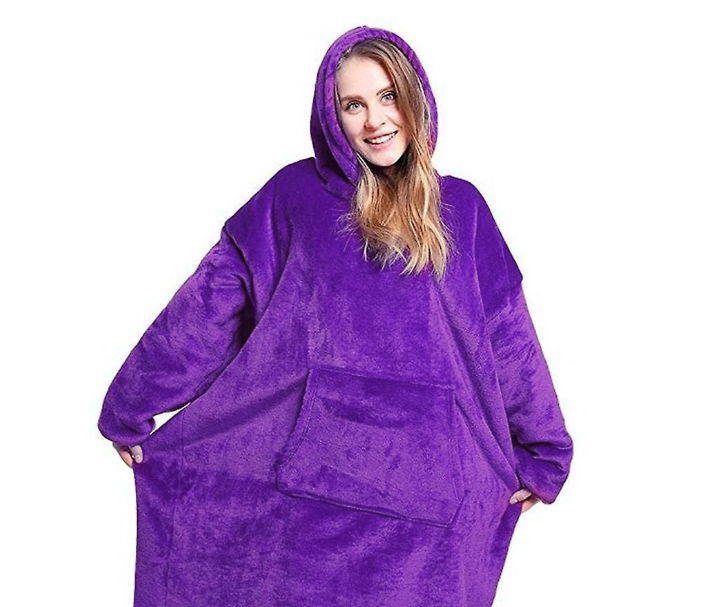 Nearly New Huggle Hoodie - One Size Fits All Ultra Plush Blanket - Purple -
