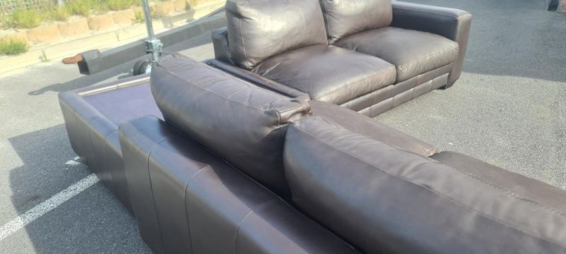 Genuine Leather Couch, Corner Sofa with sectional corner Ottoman | Call 0818407199