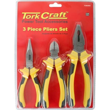 Tork Craft Plier 3 Piece Kit Comb/Side/Long Nose Plier