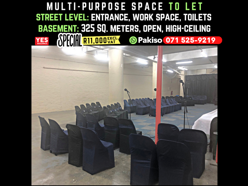 325 SQUARE METER MULTI-PURPOSE SPACE TO RENT MARSHALLSTOWN JHB CENTRALL
