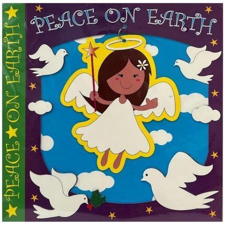 SourceDirect - Oversized Christmas Cards- Pack of 5 (Purple) Peace On Earth