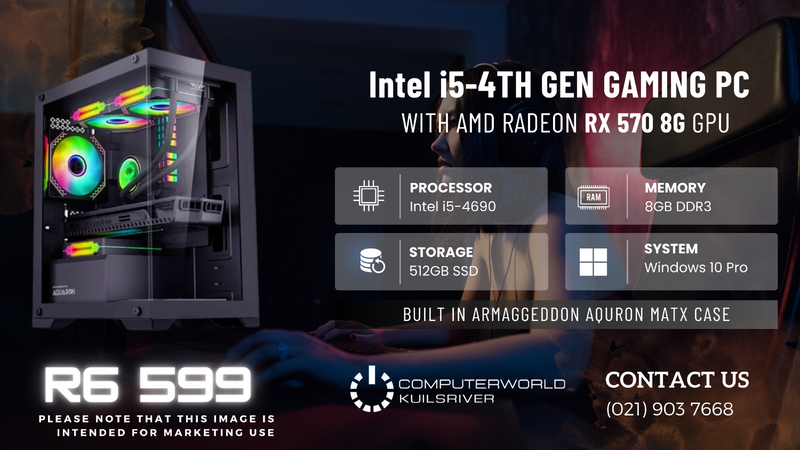 i5 4TH GENE/ 512 SSD/ 8GIG GPU GAMING PC FOR R6599
