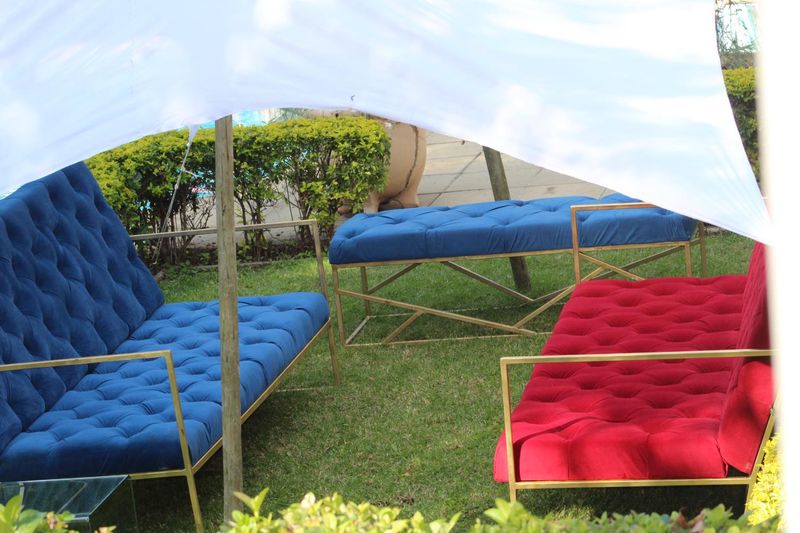 3 Seater Couches, occasional chairs and Velvet Buttoned Ottomans for sale