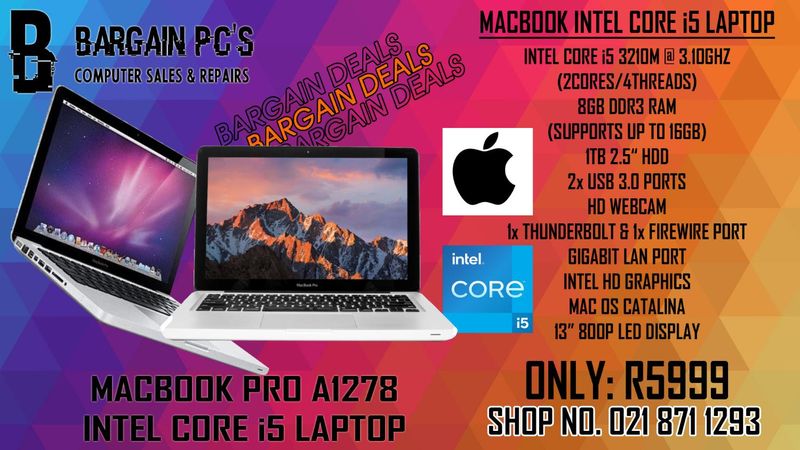 APPLE MACBOOK PRO A1278 | CORE i5 3210M | 8GB RAM | 1TB HDD | 13.3inch LAPTOP!!!