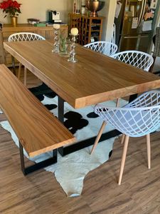 Kiaat table with hoop legs