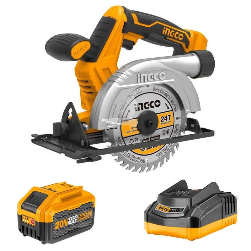 Ingco - Lithium Ion Circular Saw with 6.0Ah Battery Pack and Fast Charger