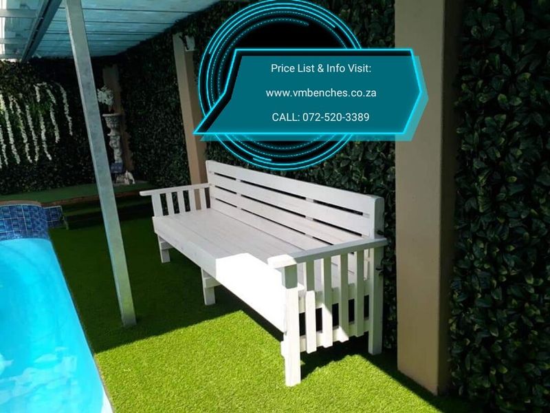 WOODEN PATIO BENCHES AND INDOOR FURNITURE.....visit our website: www.vmbenches.co.za