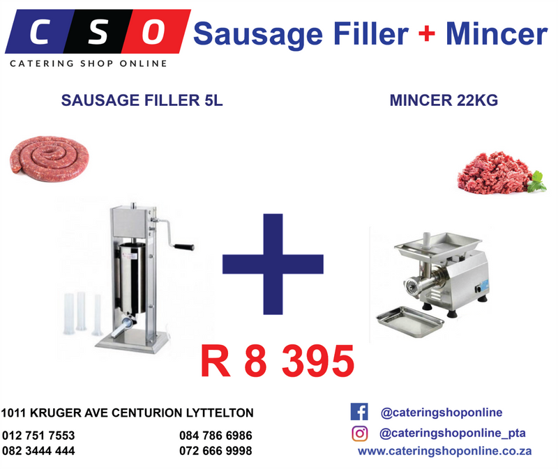 Sausage Filler 5L  plus Mincer 22KG Combo Special R8 395