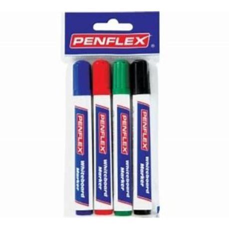 Penflex - Assorted Whiteboard Markers , Wallet of 4