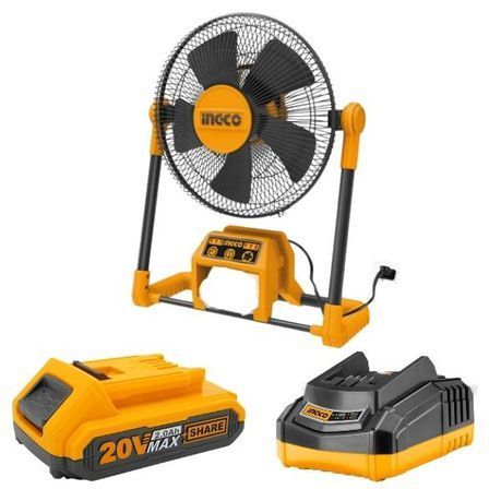 Ingco - Cordless Fan 20V with 1 x 2.0Ah Battery and 1 x Fast Charger