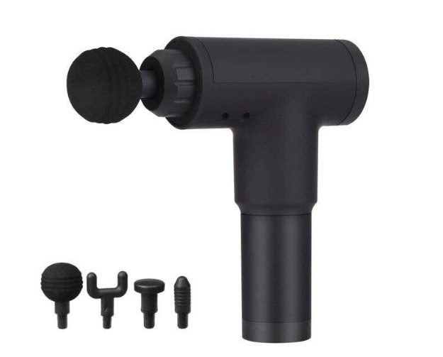 Nearly New Fascial Muscle Massage Gun With 4 Massage Heads-MD-320 - Black -