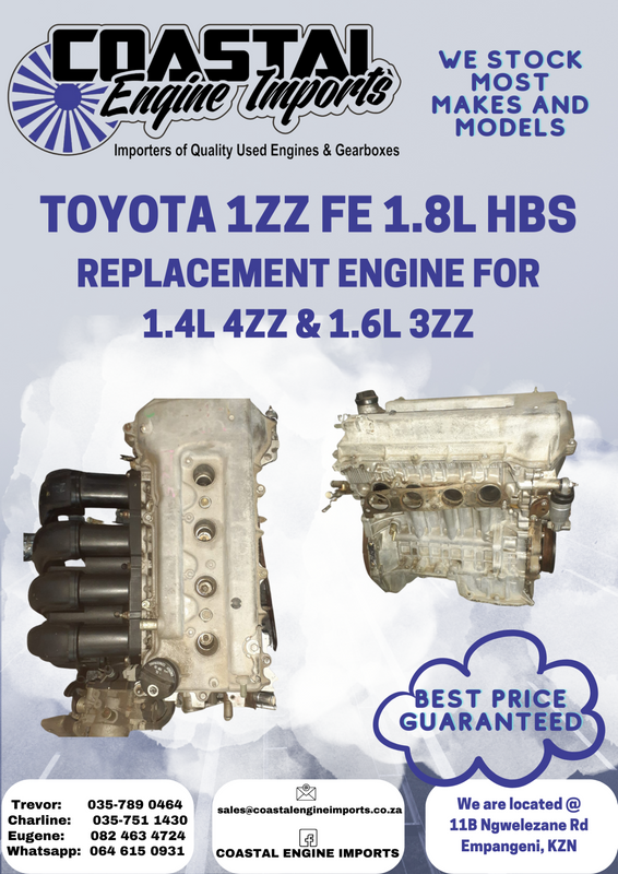 TOYOTA 1ZZ FE 1.8L HBS /  GOOD REPLACEMENT FOR 1.4L  4ZZ &amp;  1.6L  3ZZ