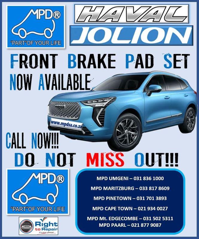 HAVAL JOLION FR BRAKE PADS NOW AVAILABLE CALL NOW FOR THIS AND MORE