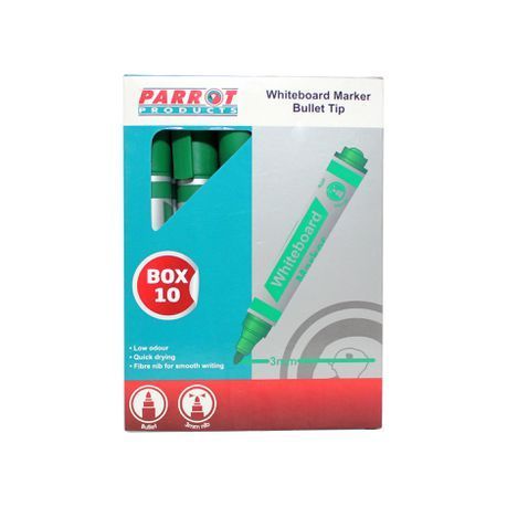 Parrot Products Whiteboard Markers (10 Markers - Bullet Tip - Green)