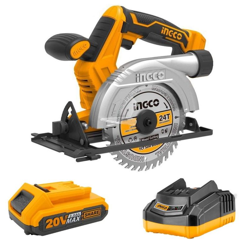 Ingco - Lithium Ion Circular Saw with 2.0Ah Battery and Fast Charger