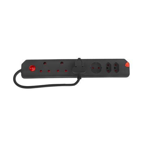 Electricmate 6 Way Multi Plug Over Load - Black