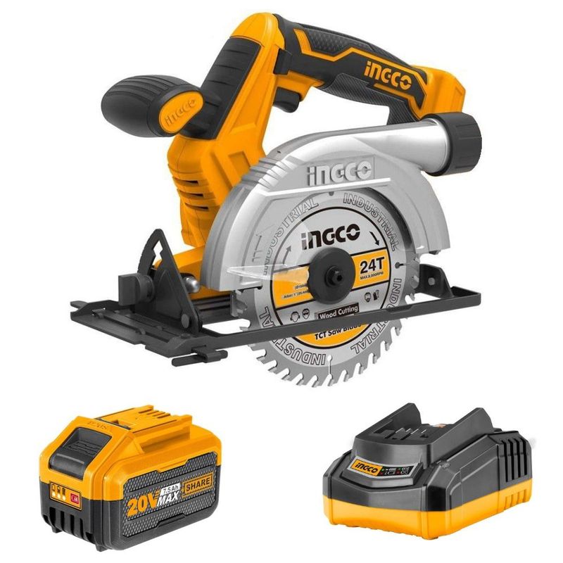 Ingco - Lithium Ion Circular Saw with 7.5Ah Battery Pack and Fast Charger