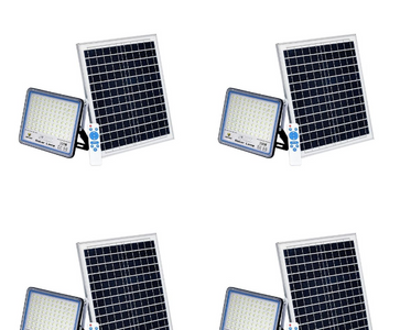 Gently Used IP66 LED Solar Flood Light with Remote 200W - 4 pack -