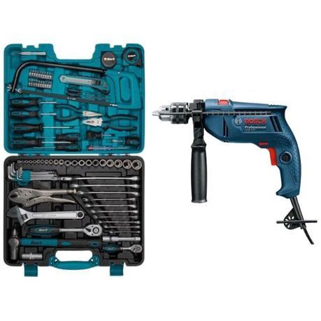Bosch - Impact Drill (GSB 570) With Mechanics DIY Hand Tool Set (86) Pieces
