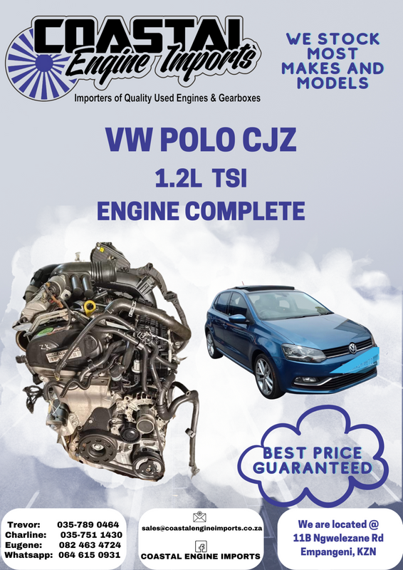 VW POLO 1.2L TSI CJZ ENGINE COMPLETE