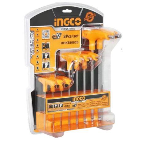 Ingco - 8 Piece T-handle Ball Point Hex Wrench Set