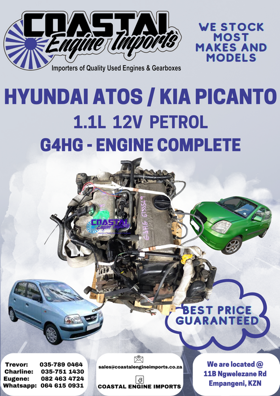 HYUNDAI ATOS / KIA PICANTO 1.1L  12V PETROL / G4HG - ENGINE COMPLETE
