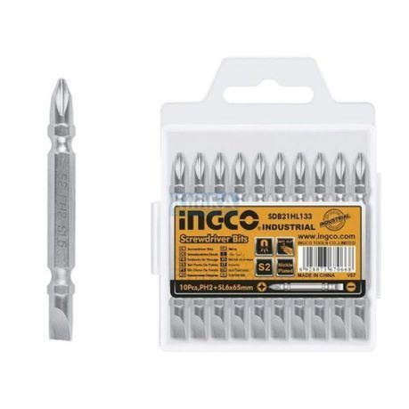 Ingco - Double End Magnetic Screwdriver Bit Set PH2 (50mm) - 10 Piece