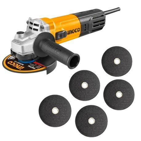 Ingco - Angle Grinder (750W) and Generic Cutting Discs x5