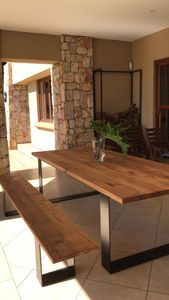 Oak table with steel legs