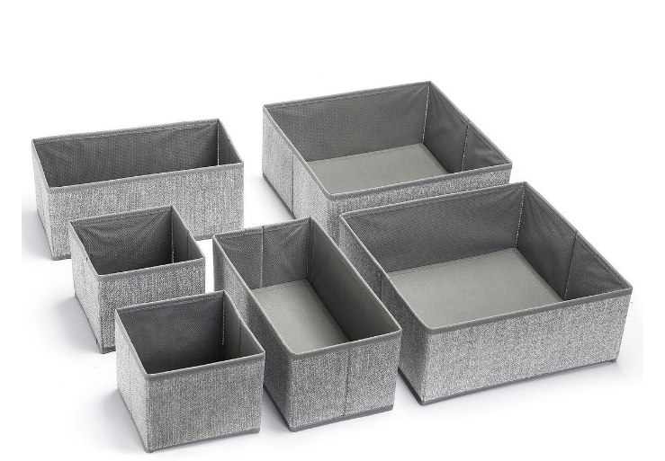 Gently Used Gogooda Foldable Storage Boxes for Clothes Underwear Cosmetics - Set of 6 - Textured Gre