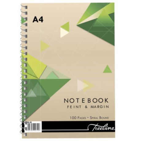 Treeline - Note Book A4 Side Bound Feint And Margin , 100 Pages