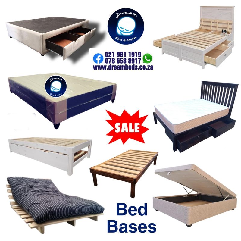 New BASES and BEDS - Many types from R949 - Upholstered, Wooden, Storage and Lift Up