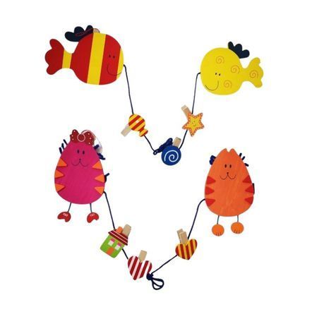 SourceDirect - Colourful Wooden Memo Clips - Little Cats and Fish