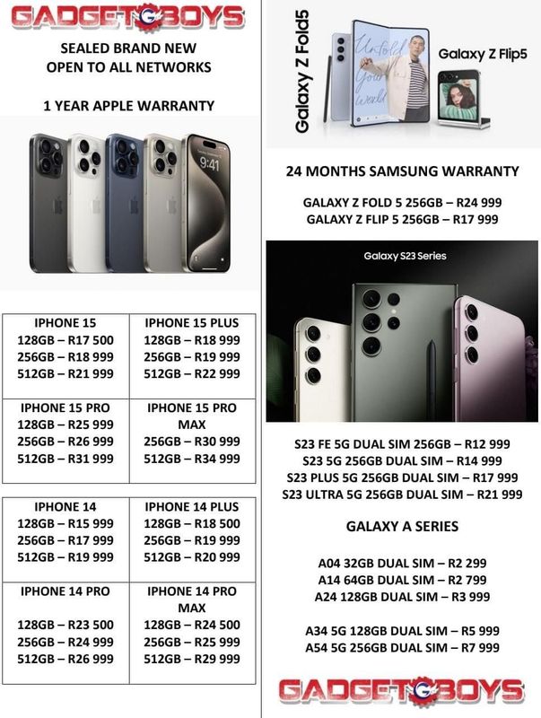 SEALED BRAND NEW IPHONES / SAMSUNGS FOR SALE IN STOCK WITH WARRANTY FROM