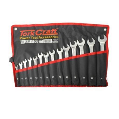 Tork Craft - Combination Spanner Set with Tool Pouch / Organiser - 14 Piece