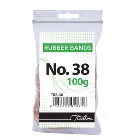 Treeline - No. 38 Rubber Bands - 100gm 150 x 3mm - Pack of 10