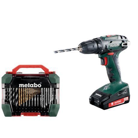 Metabo - Cordless Drill/Screwdriver BS18 with Drill Bit Assortment Set