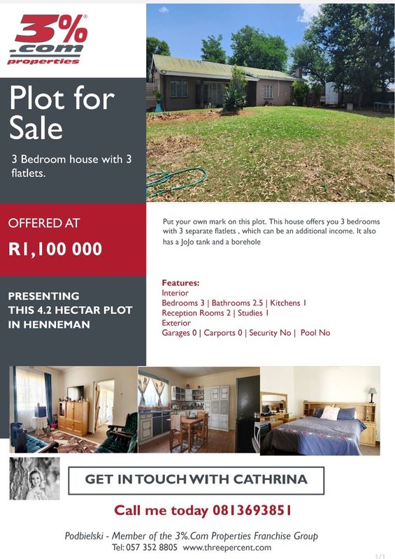3 Bedroom Freehold For Sale in Hennenman