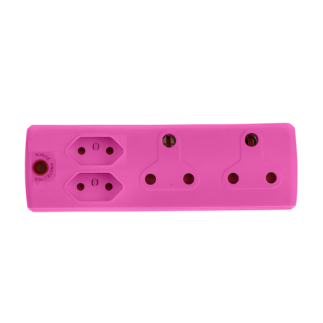 Electricmate 2X16AMP&#43;2x5 3Pin Adaptor - Pink