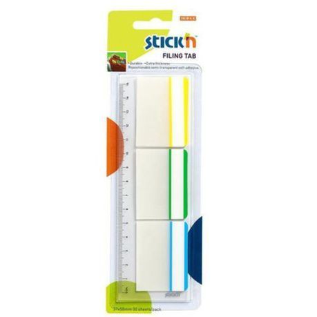 Stick&#39;n - Filing Tabs Repositionable 3 Frame Colours (37 x 50mm) - 12 Pack